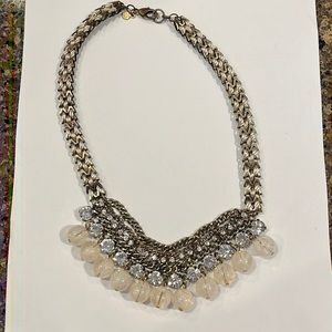 LOFT crystal and pale pink gold necklace